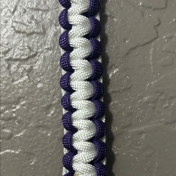 Handmade Paracord Braided Bracelet with Purple and White | Pick Your Size - Picture 3 of 4